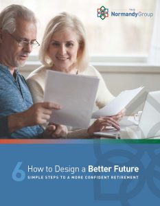 eBook cover, older adult couple reviewing paperwork making a financial decision